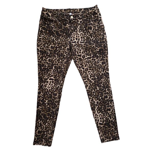 Jennifer Lopez Leopard Print Skinny Jeans -Size 12 Stretchy Party Cheetah - Picture 1 of 8